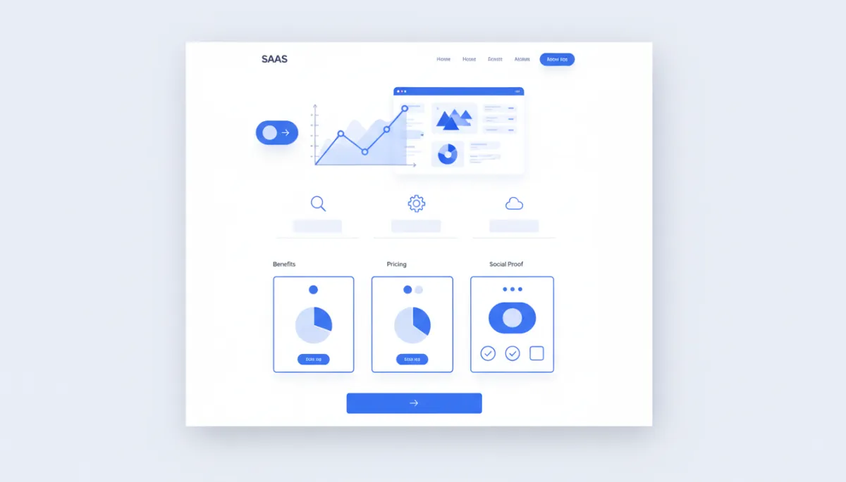 Screenshot of a clean SaaS analytics dashboard marketing homepage